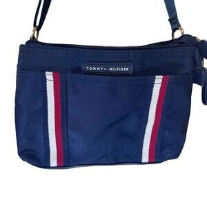 Tommy Hilfiger Crossbody purse, bag handbag blue with red and white stripes